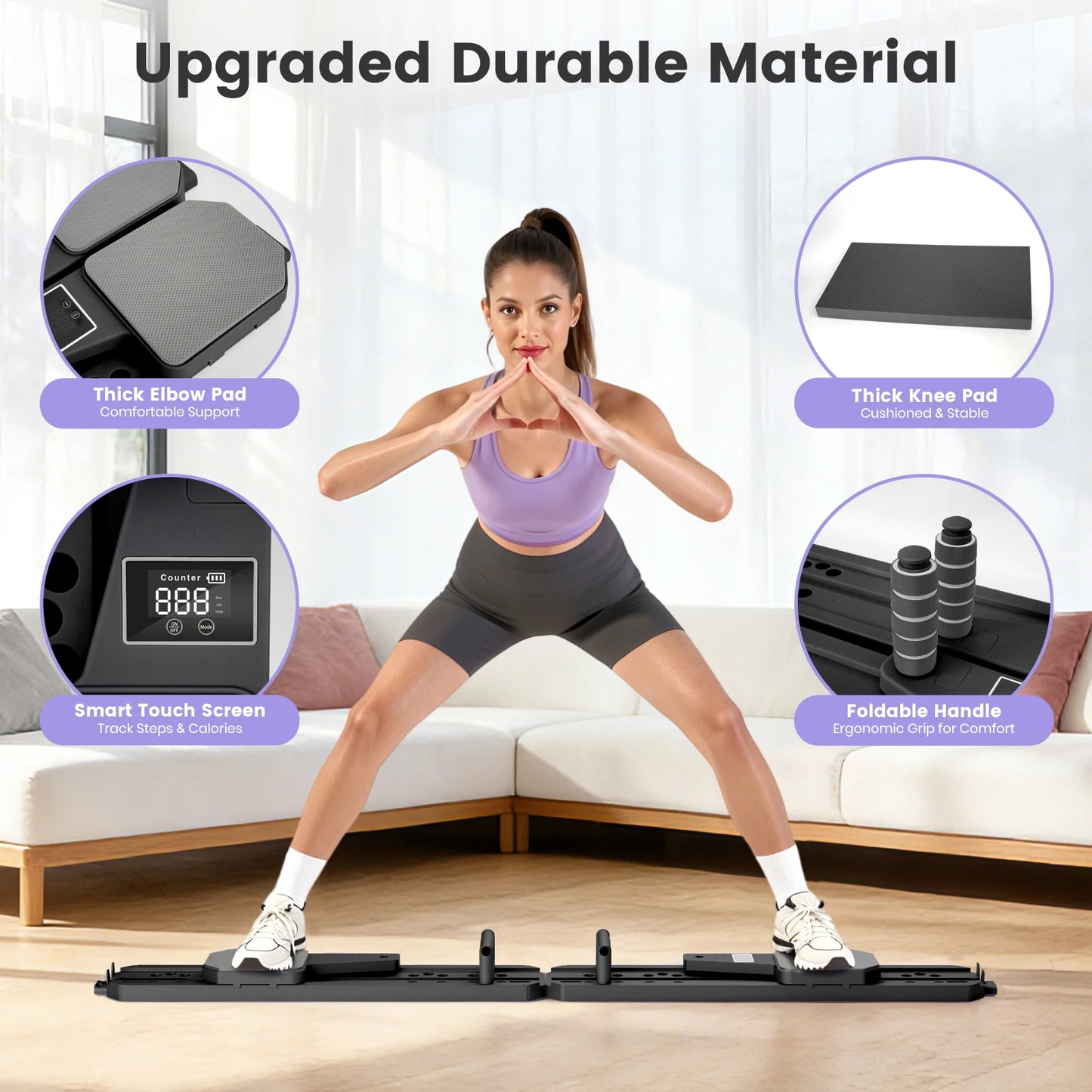 Foldable Pilates Board With Ski Balance Board And Timer Display