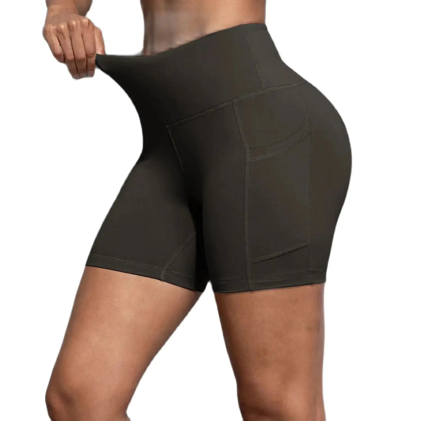CHRLEISURE Yoga Shorts Pockets High Waist Butt Lifting Fitness