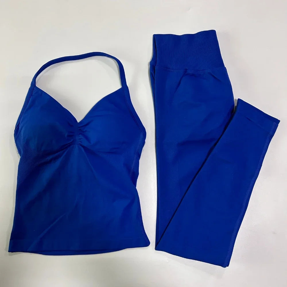 Seamless Gym Set For Women Tank Top And High Waist Scrunch Leggings