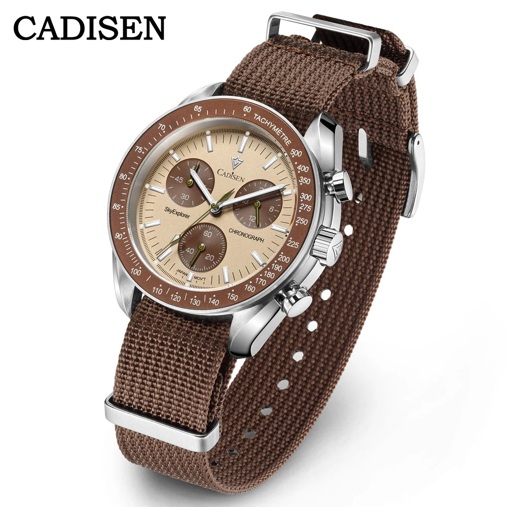 Cadisen Mens Quartz Chronograph Watch With Sapphire Crystal For Men