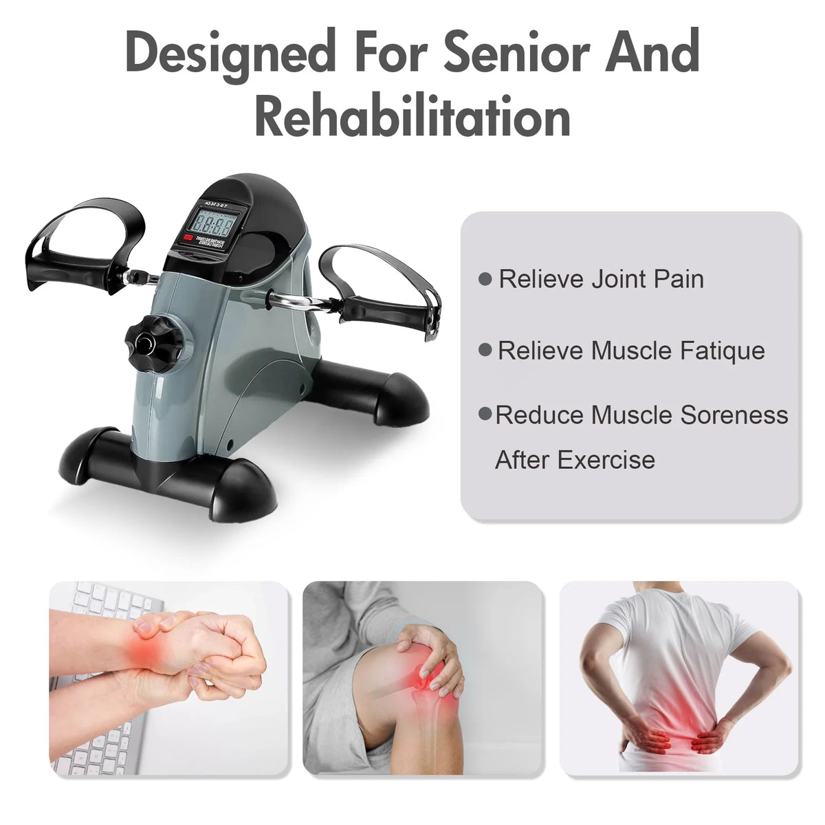 Motorized Mini Desk Pedal Exerciser Bike With LCD Display