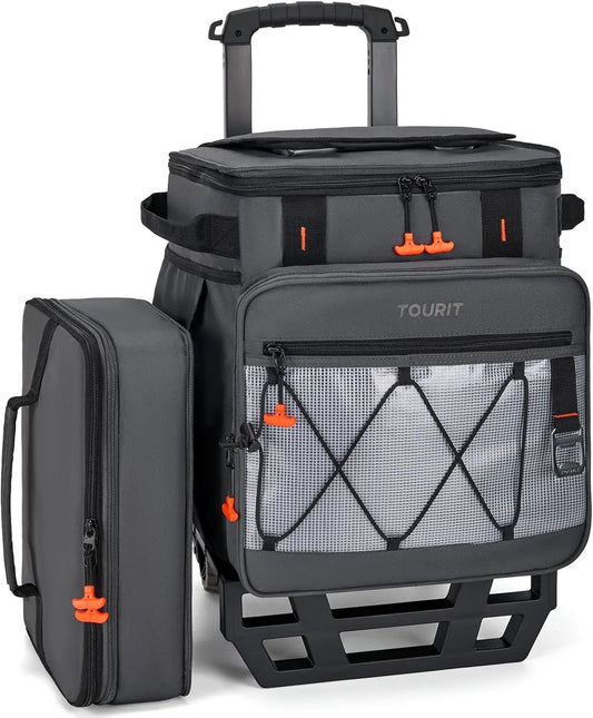 Rolling Cooler With Wheels And Detachable Double Deck For Outdoors