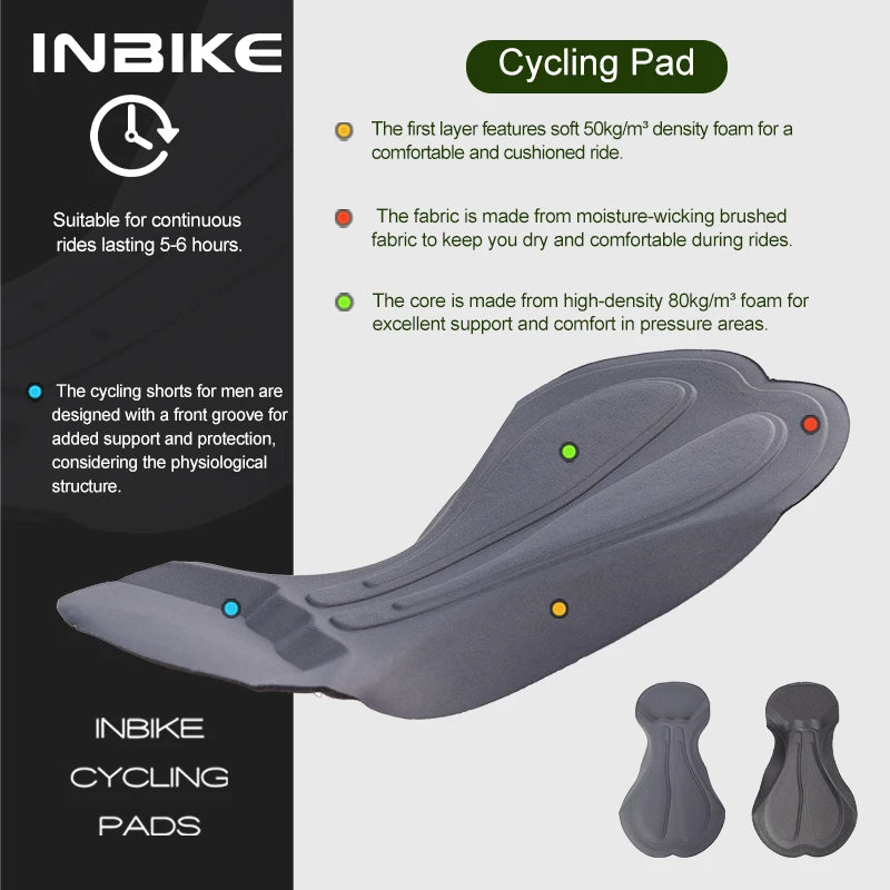 INBIKE Men's Winter Fleece Cycling Bib Pants With Gel Padding