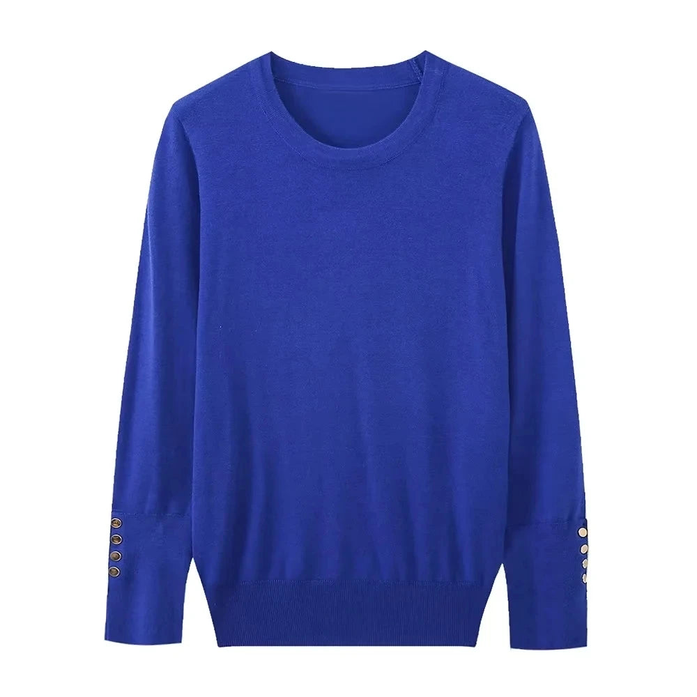 Others Loose Long Sleeve Round Neck Knit Sweater For Summer