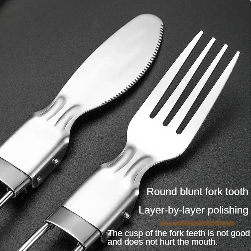 SMHXIANGQIANJIN Outdoor Spoon Fork Set Stainless Steel Camping Tableware