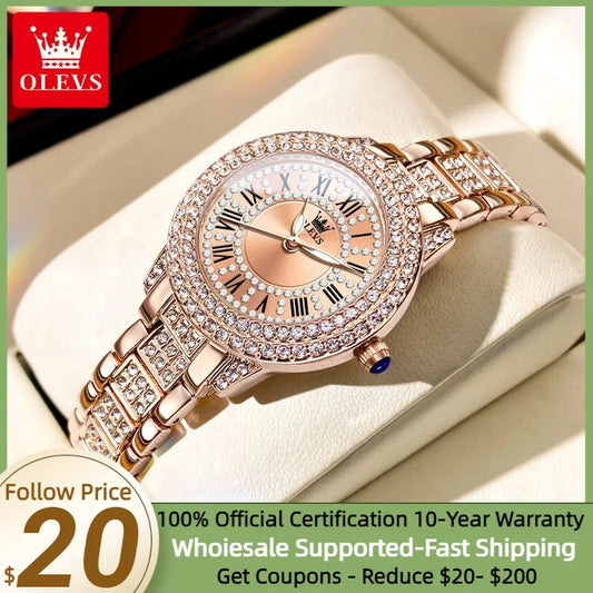 OLEVS 9943 Diamond Women's Watch Stainless Steel Quartz Wristwatch