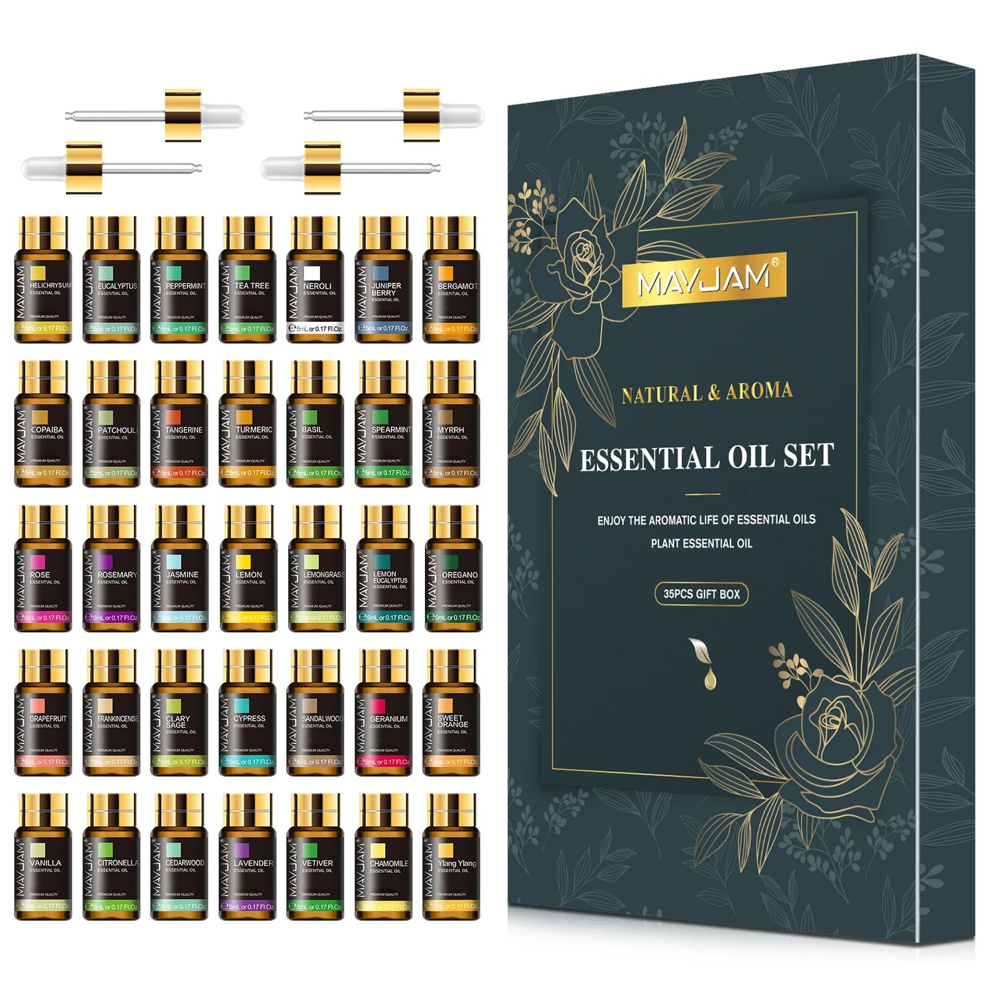MAYJAM 35 Bottles Essential Oils Kit Gift Box Assorted Scents