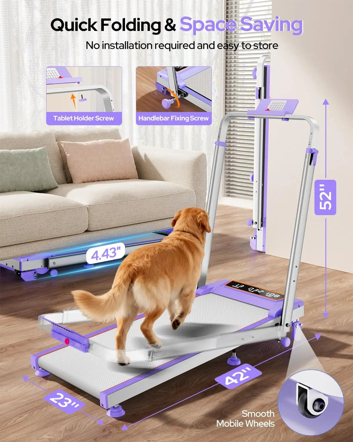 Walking Pad Treadmill With Incline And Adjustable Height