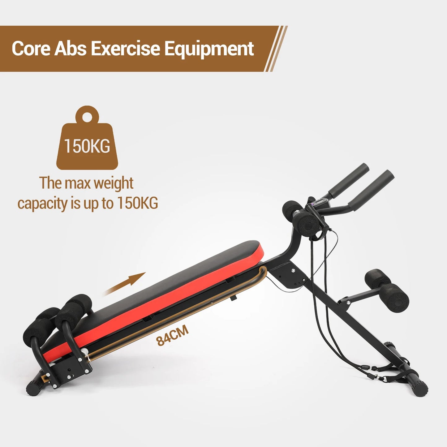 HiMISS Foldable 2-in-1 Adjustable Ab Bench Glider With LCD Display