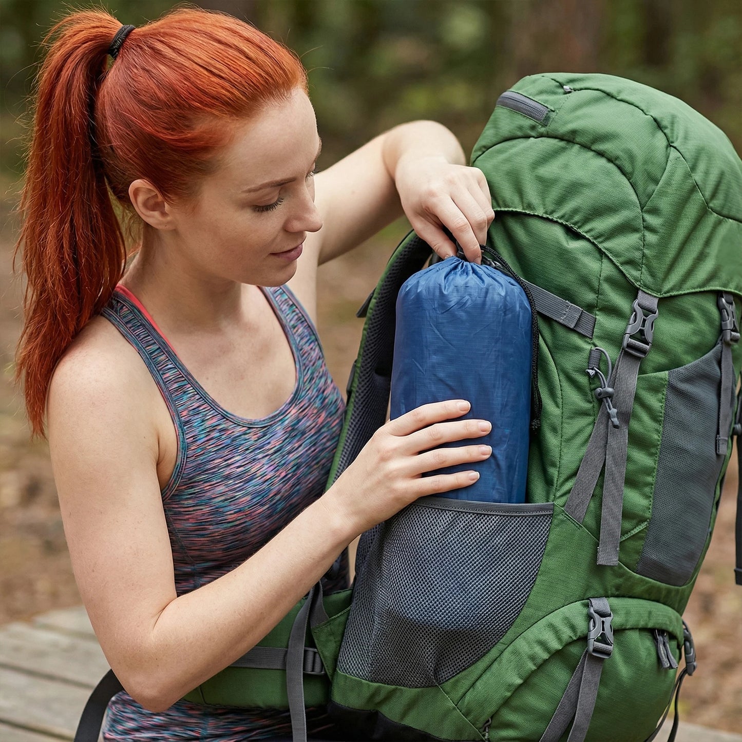 NONED Camping Sleeping Mat with Pillow Portable Built-in Foot Pump