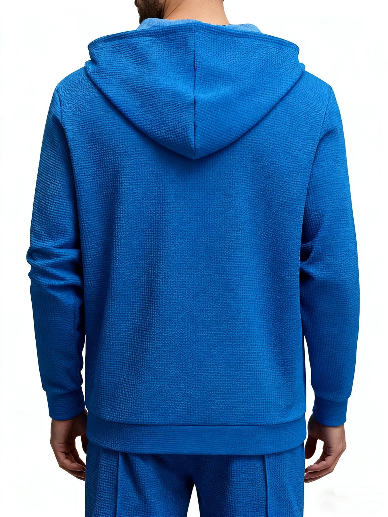 NONECN Spring Autumn Mens Waffle Tracksuit Set Hooded Jacket Pants