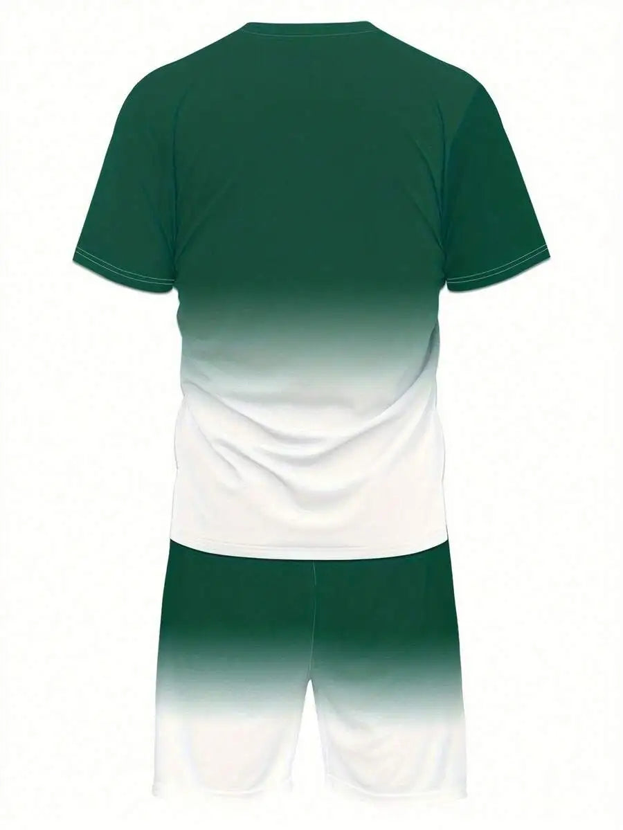 Mens Casual Summer Two Piece Set Outfit Shirt And Shorts