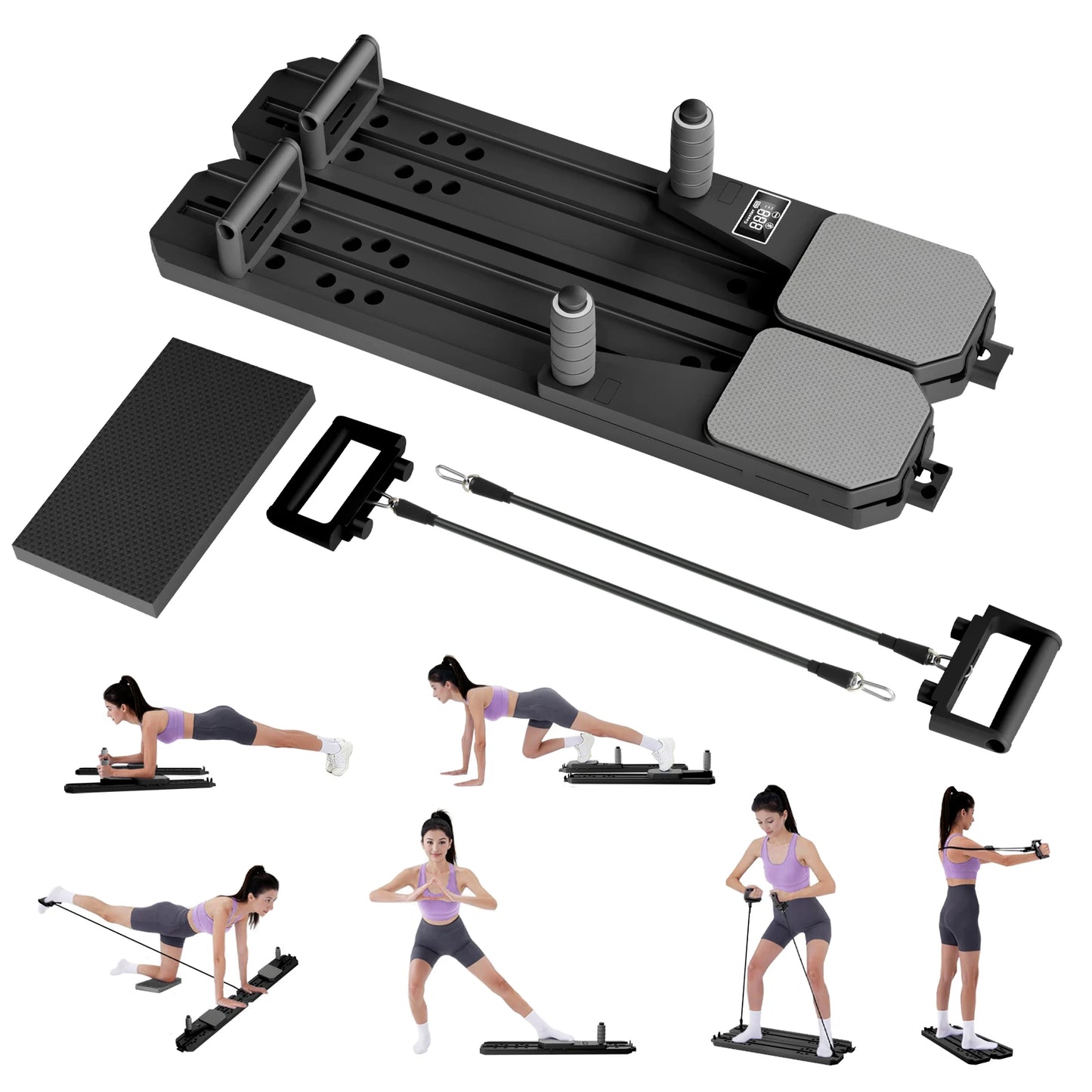 Foldable Pilates Board With Ski Balance Board And Timer Display