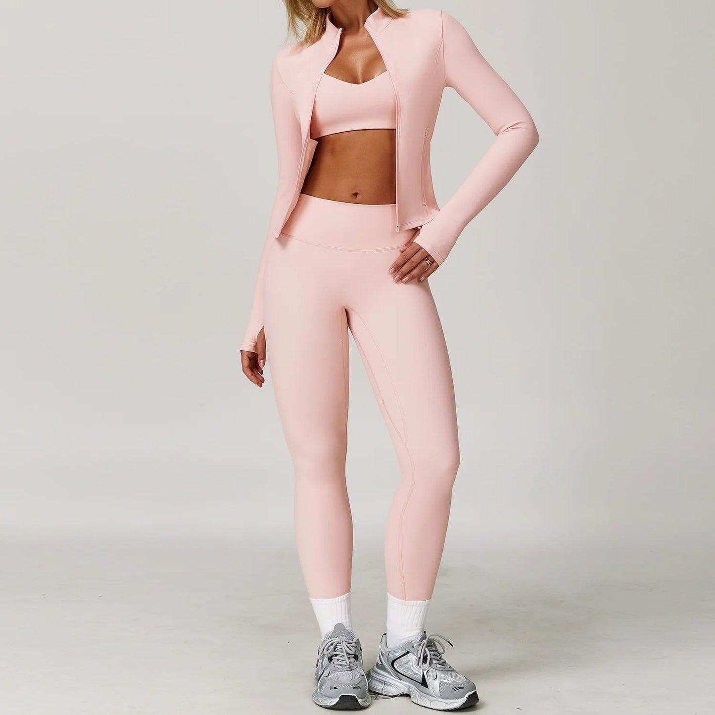 Women Yoga Set 3 Piece Gym Wear High Waist Leggings