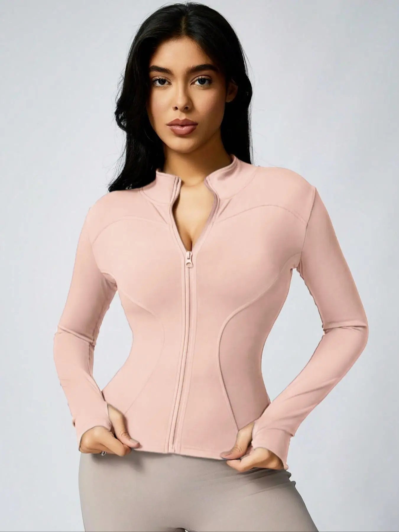 NONECN Fitfemme Womens Full Zip Long Sleeve Workout Jacket