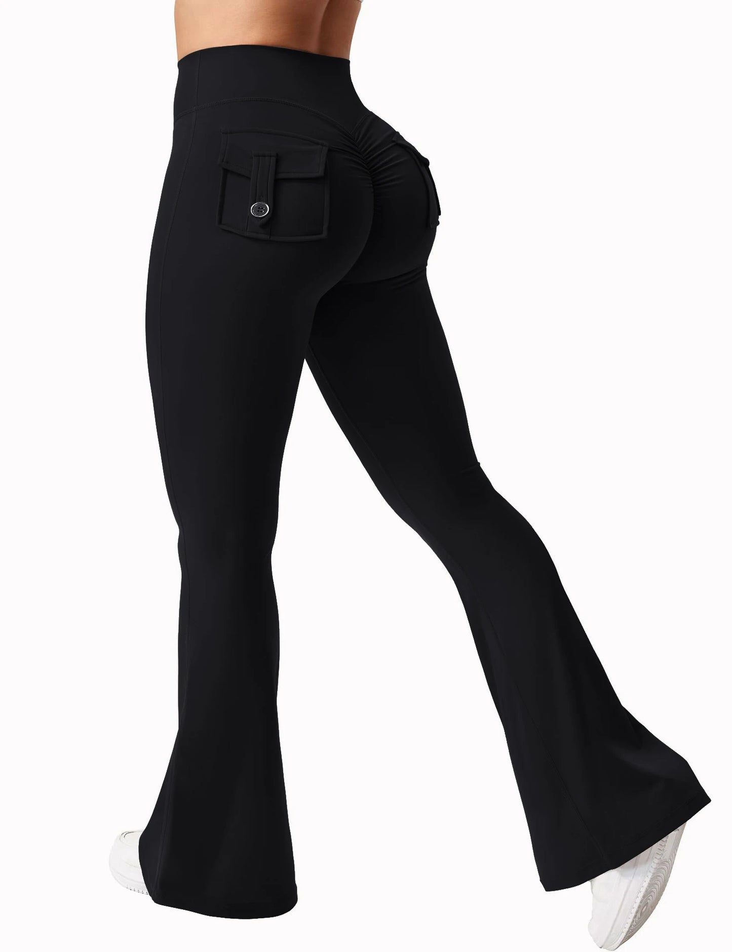 Women's Cargo Pocket Fitness Tights High Waist Yoga Running Pants