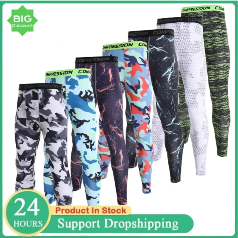 Men Camouflage Sports Leggings Men Running Training Compression Leggings Quick Dry Trousers Fitness Pants Running Jogging Tights