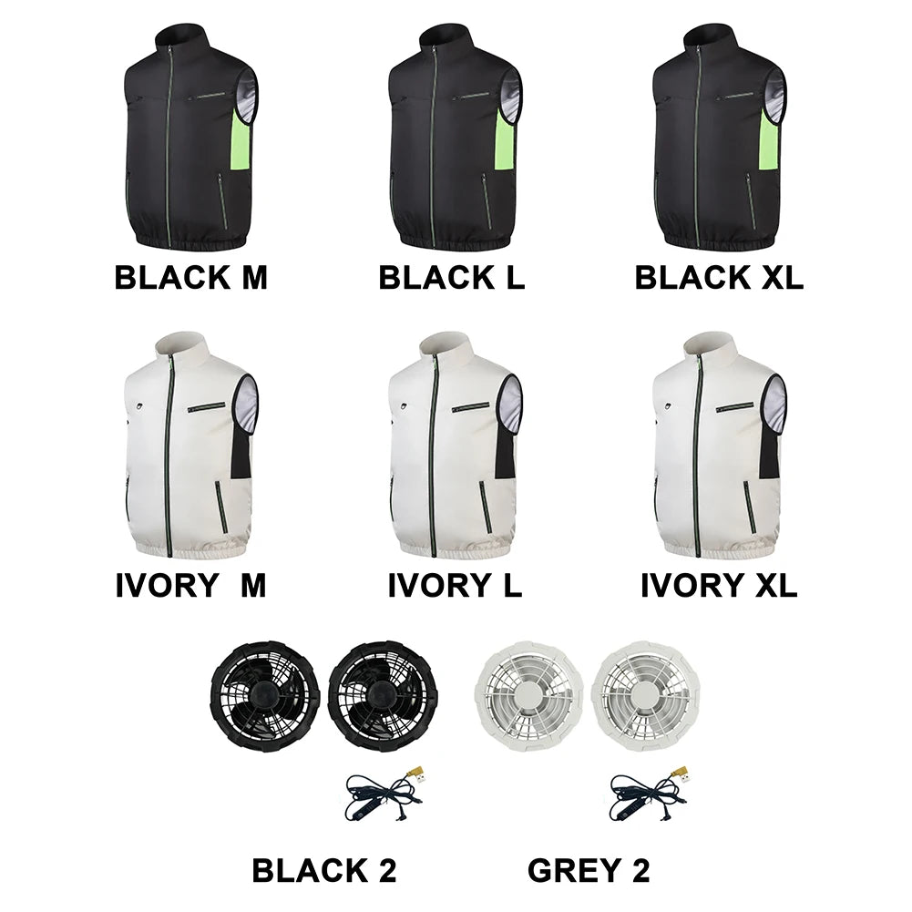 Wearable Cooling Vest With Air Circulation Fan For Outdoor Work