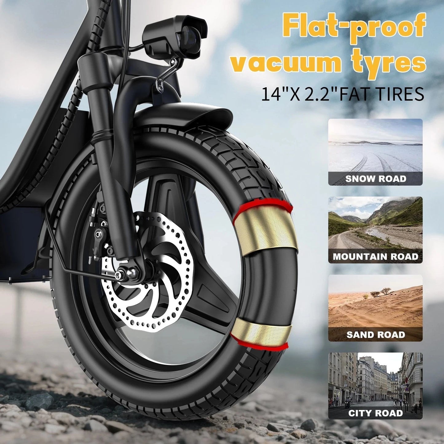 UPlee GQ8 Folding Electric Bike 250W 48V 15Ah Battery