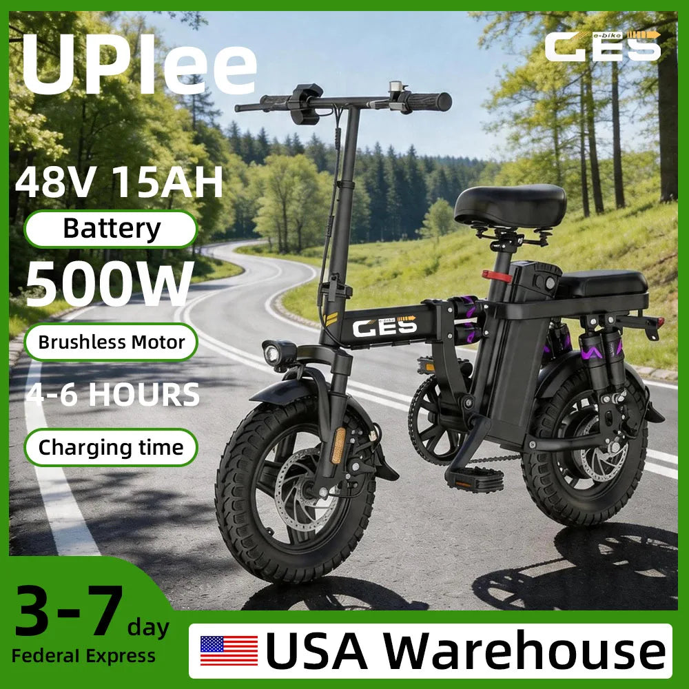 UPlee GE5 Folding Electric Bike 500W Peak Motor 48V 15Ah