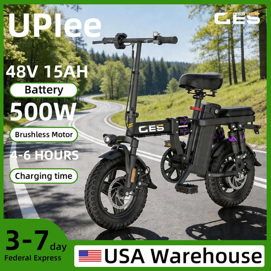UPlee GE5 Folding Electric Bike 500W Peak Motor 48V 15Ah