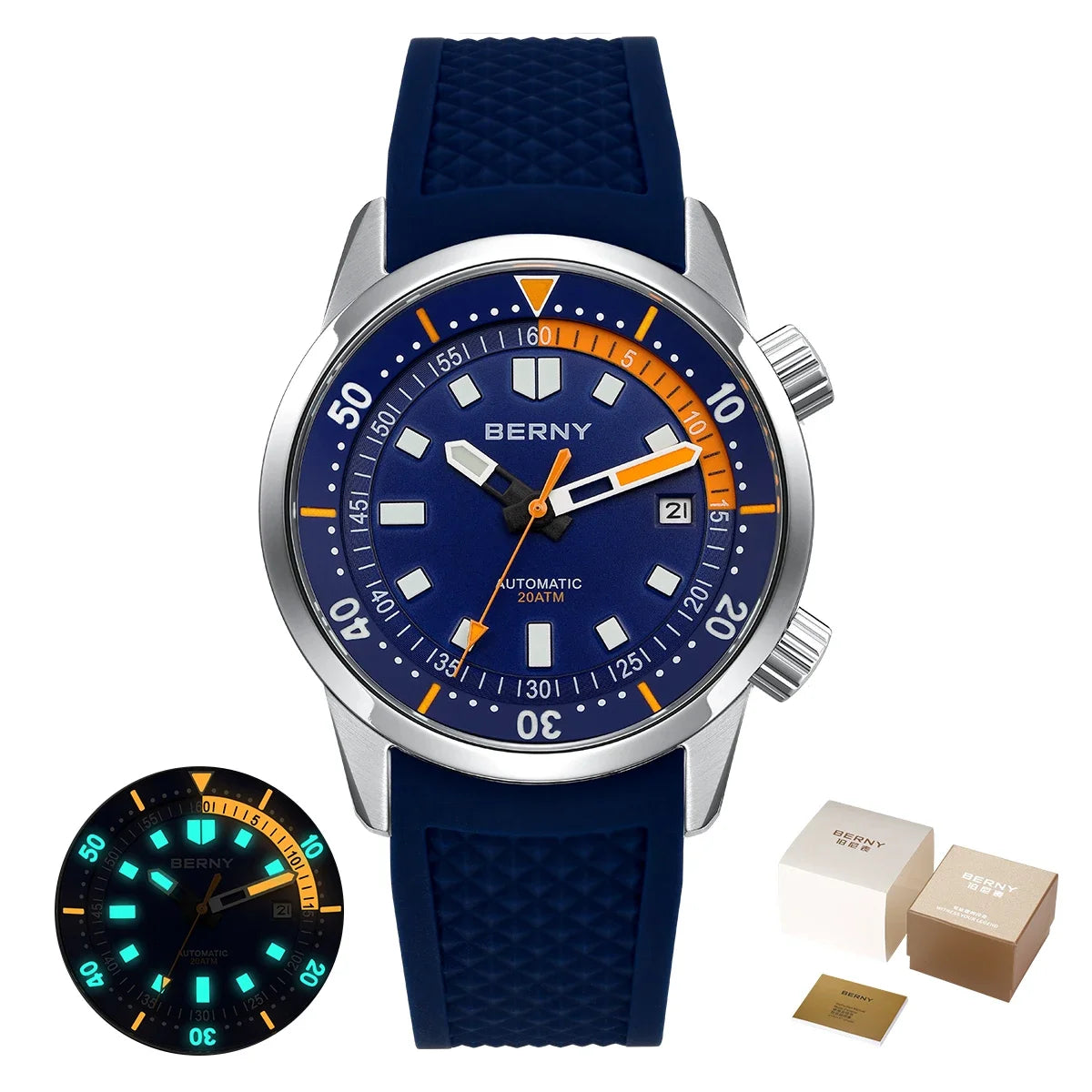 BERNY 200M Waterproof Automatic Diver Watch With Sapphire Glass