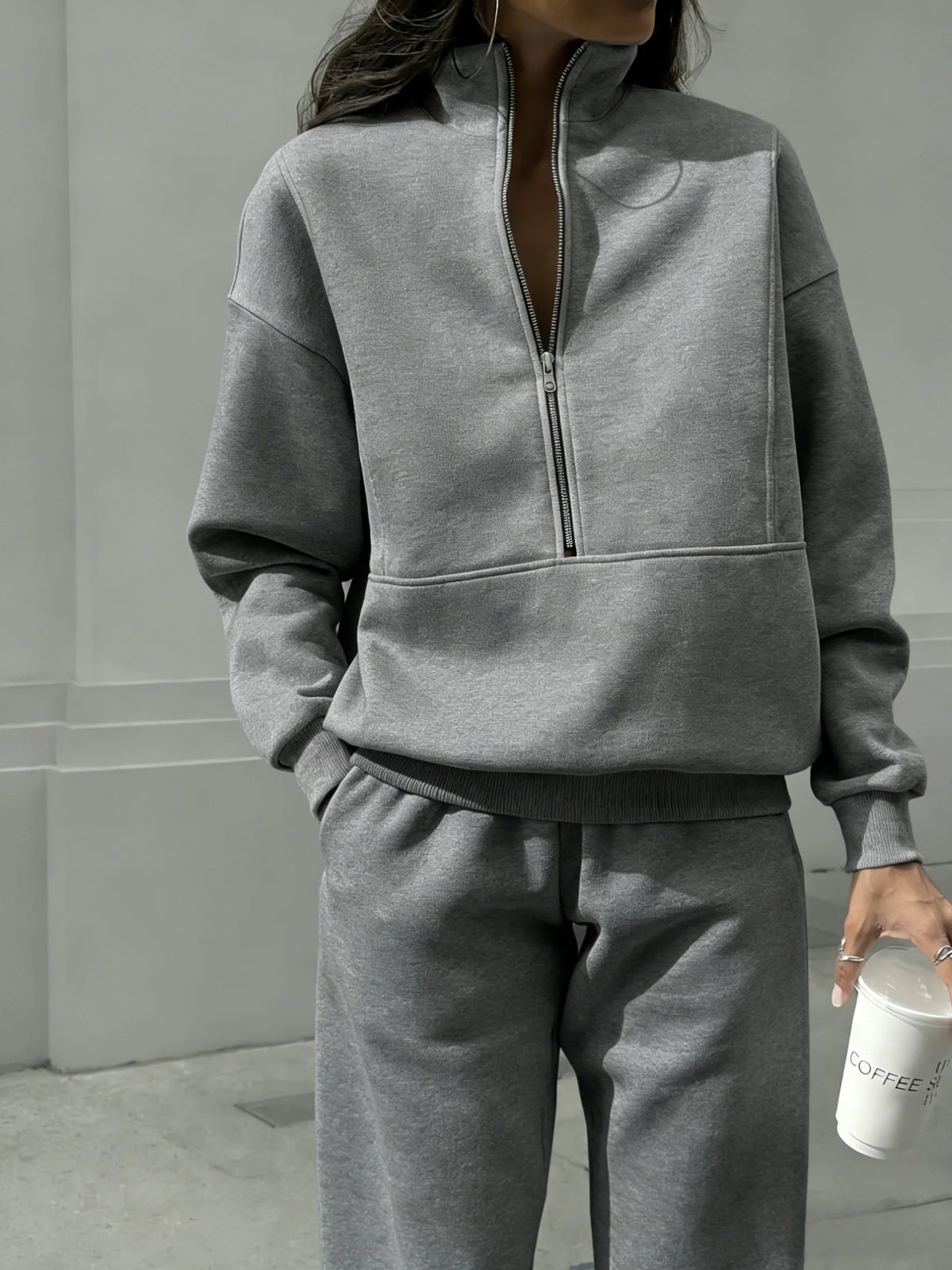 Women Half Zip Two Piece Tracksuit Casual Loungewear Set