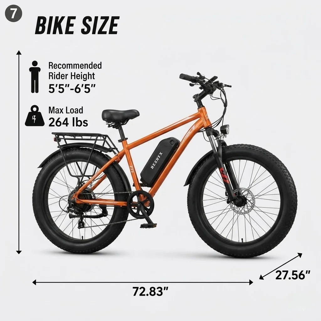 Electric Bicycle 1000W 48V 15Ah Battery Max Speed 28.6 Mph