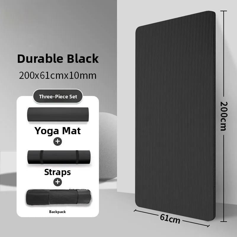 Men's Fitn Yoga Mat Thiened 20mm Wide Long Anti-slip Exercise Yoga Mat for Home Use l Rubber Pure Color Design