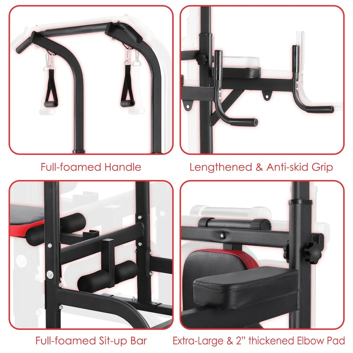 Foldable Power Tower Adjustable Workout Bench 200Kg Gym System
