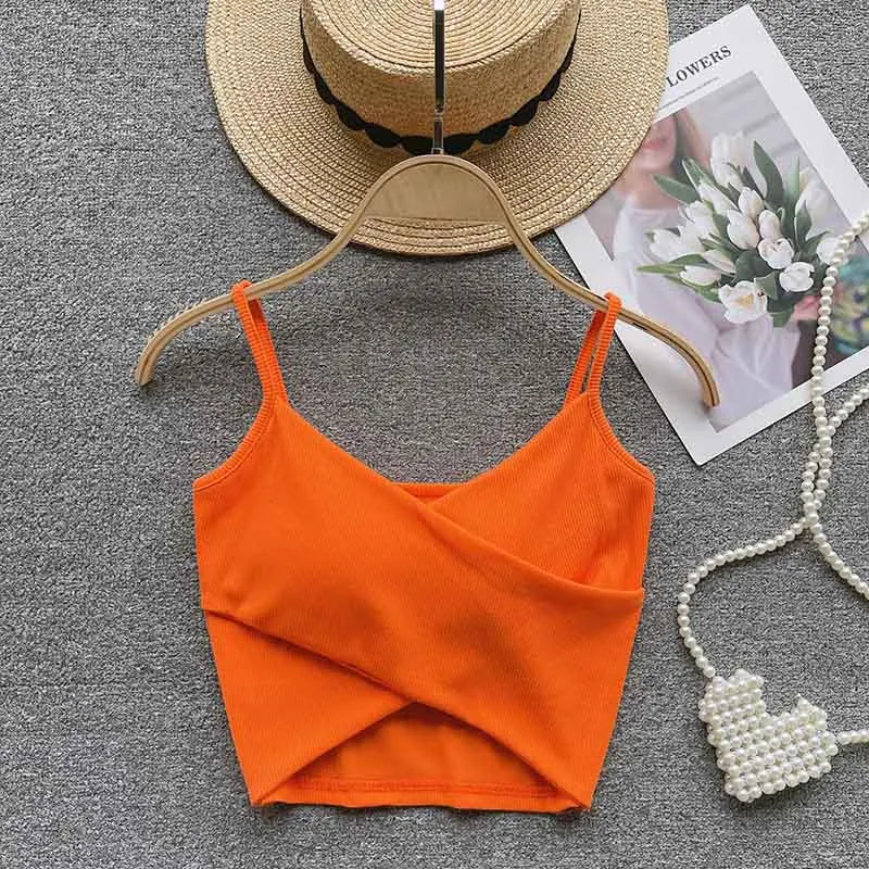 Yezw Irregular Casual Camisole Women Solid Slim Tank Top Strap Design