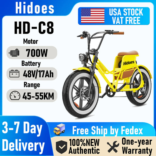 Hidoes C8 Fat Tire Electric Bike 700W 48V Battery