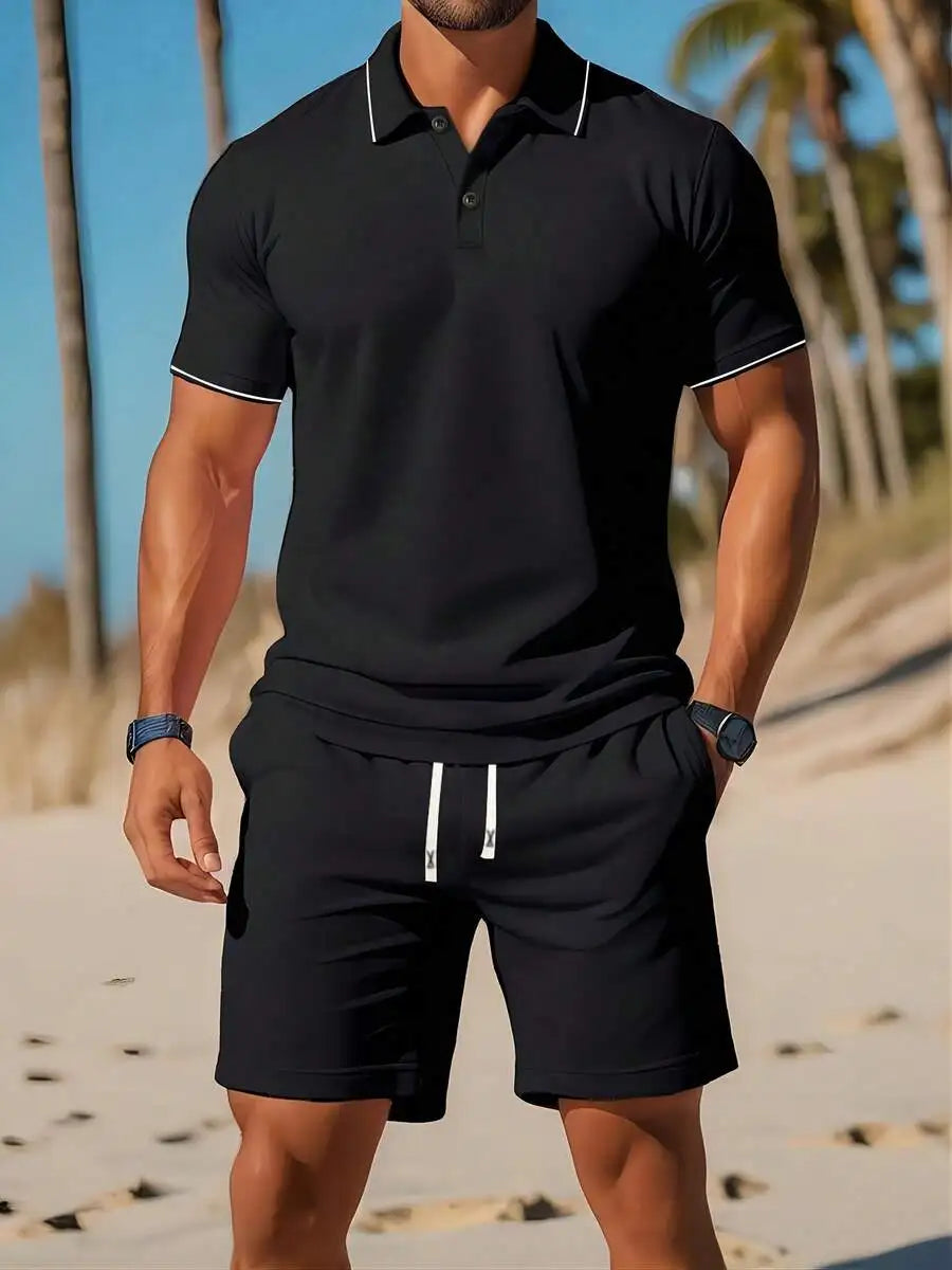 Men's Shirt And Shorts Set Casual Summer Activewear Breathable