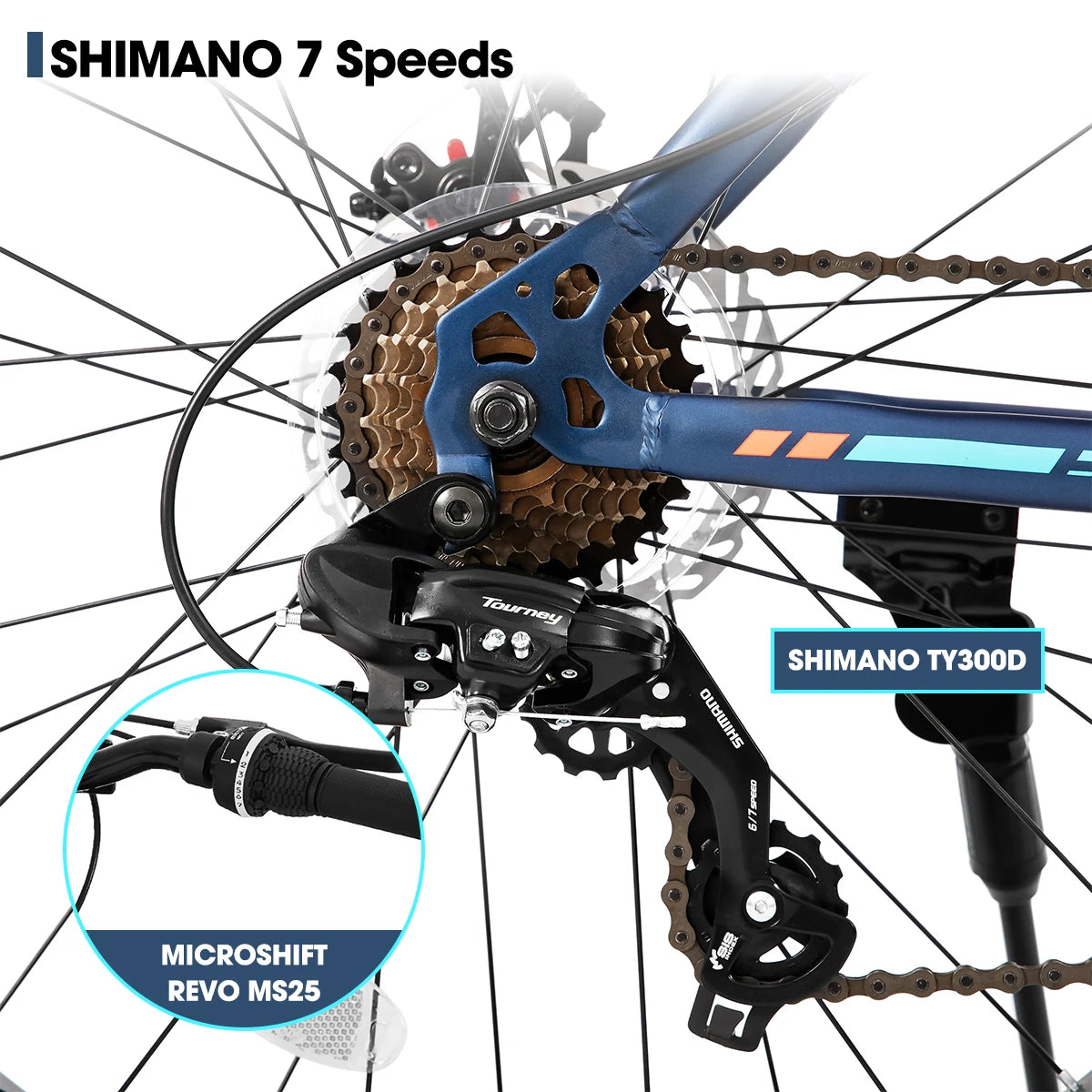 Hiland Fat Tire Mountain Bike Shimano Gears Dual Disc Brakes