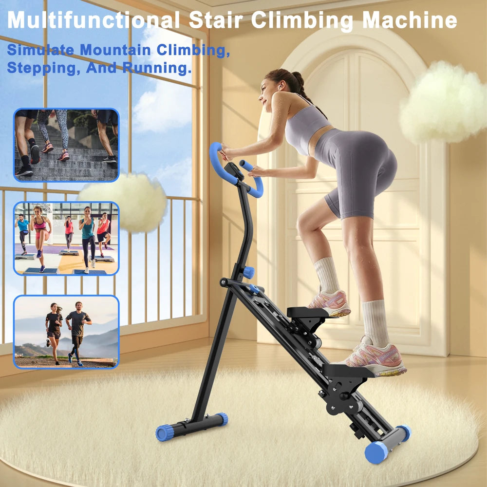 Vertical Climber Stair Stepper With Adjustable Handle For Home Fitness
