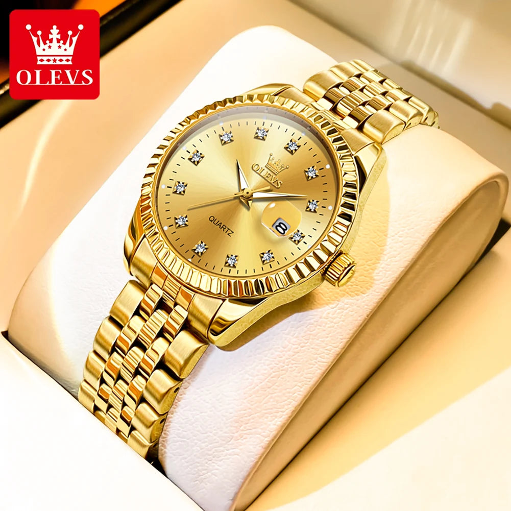 OLEVS Luxury Diamond Ladies Wristwatch Stainless Steel Waterproof