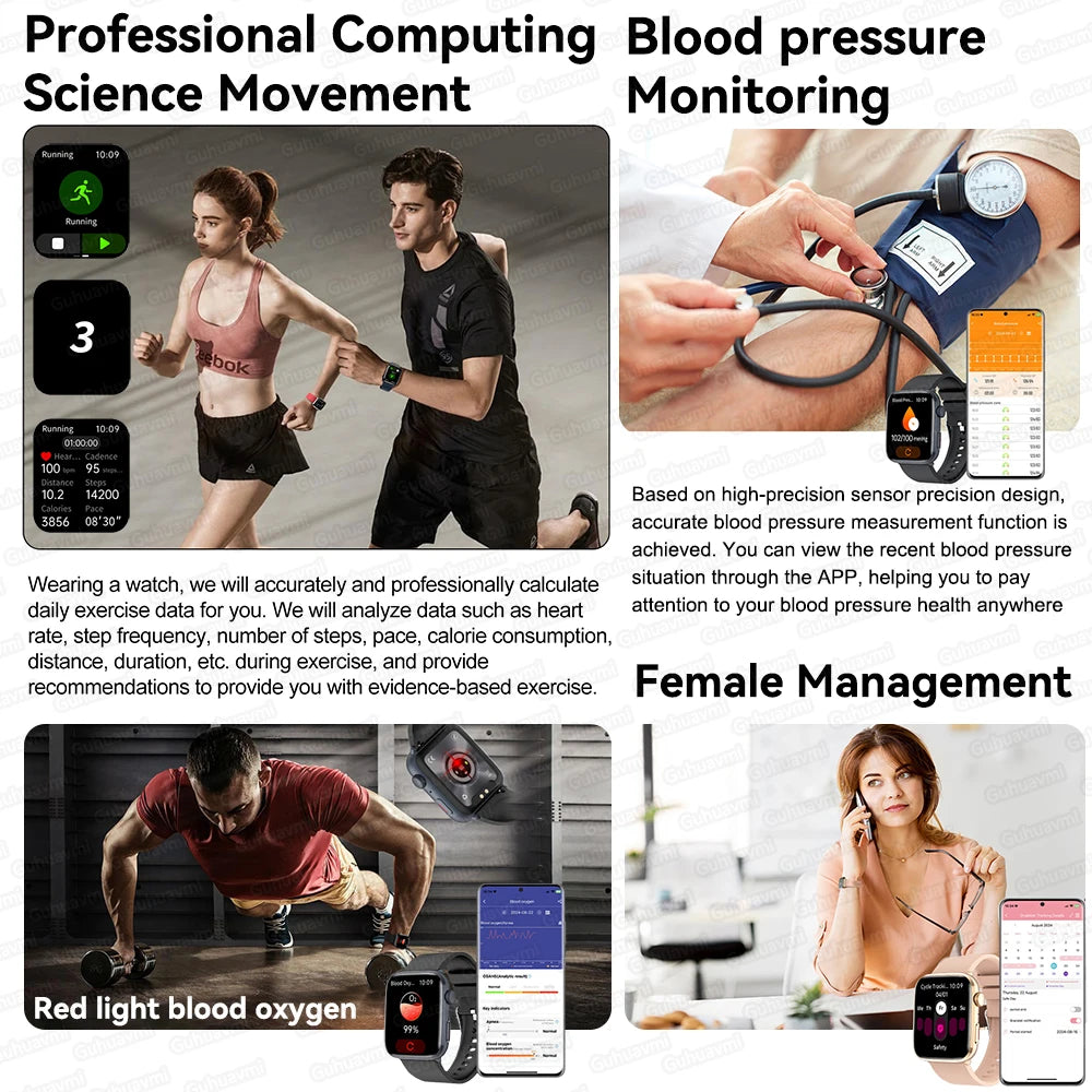 AI Smart Diagnosis Watch HRV PPG Blood Pressure Health Monitor NFC IP68