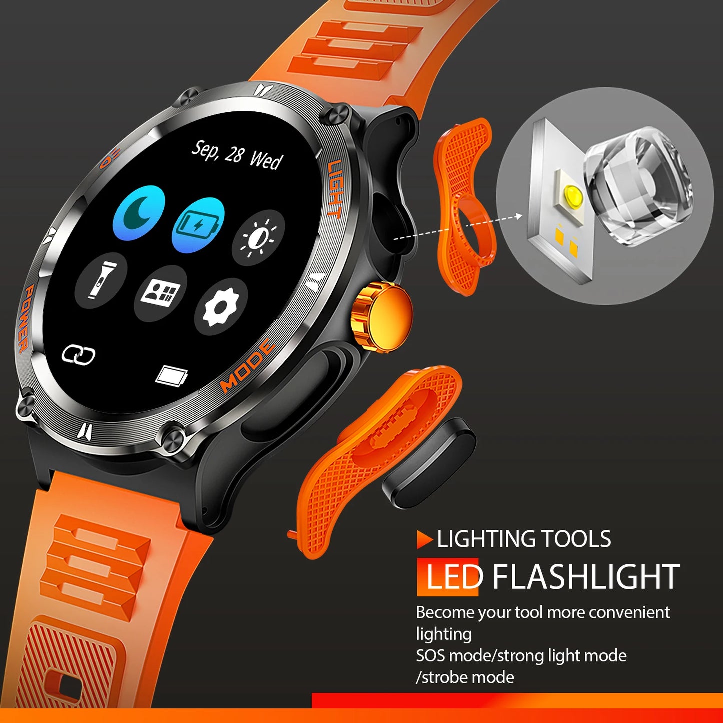 EIGIIS Smart Watch 3ATM Waterproof KT76 Compass And Heart Rate