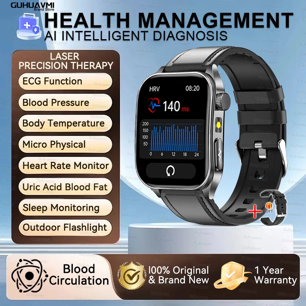 Smartwatch With Laser Therapy ECG Monitor And Blood Oxygen