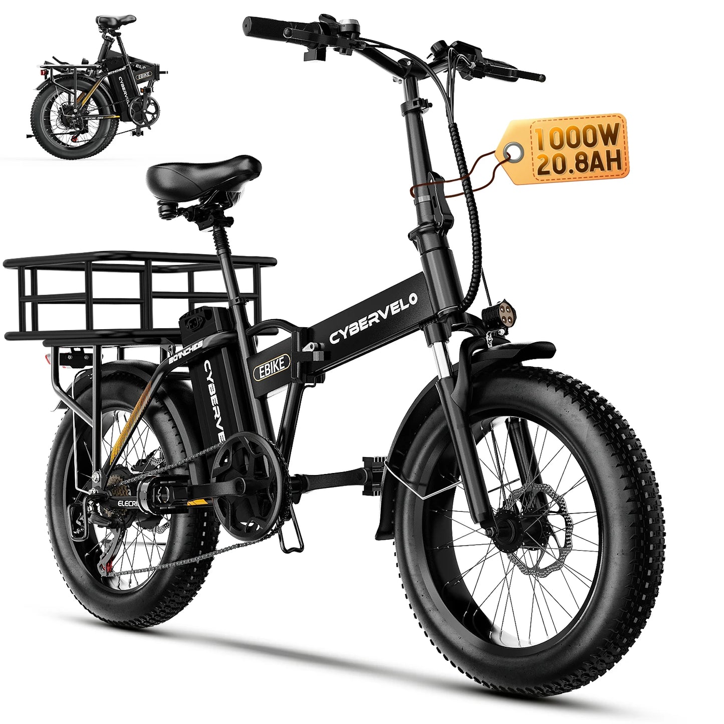 CYBERVELO EK4 1000W Folding Electric Bike 48V Battery
