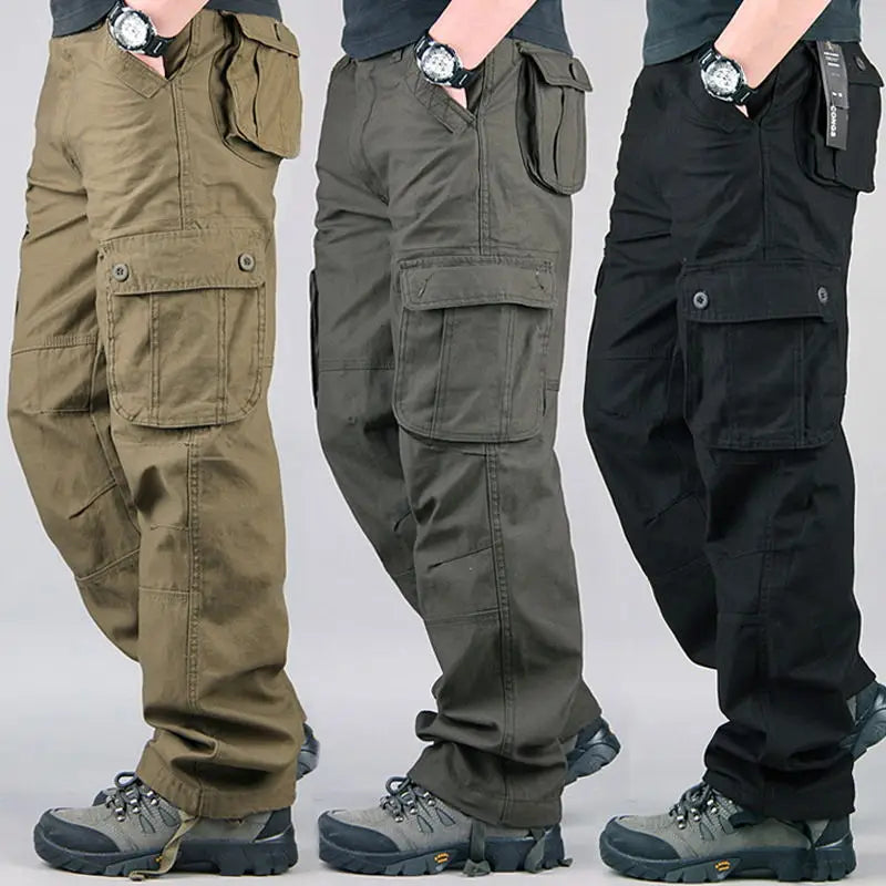Men Tactical Cargo Pants Cotton Outdoor Hiking Trousers