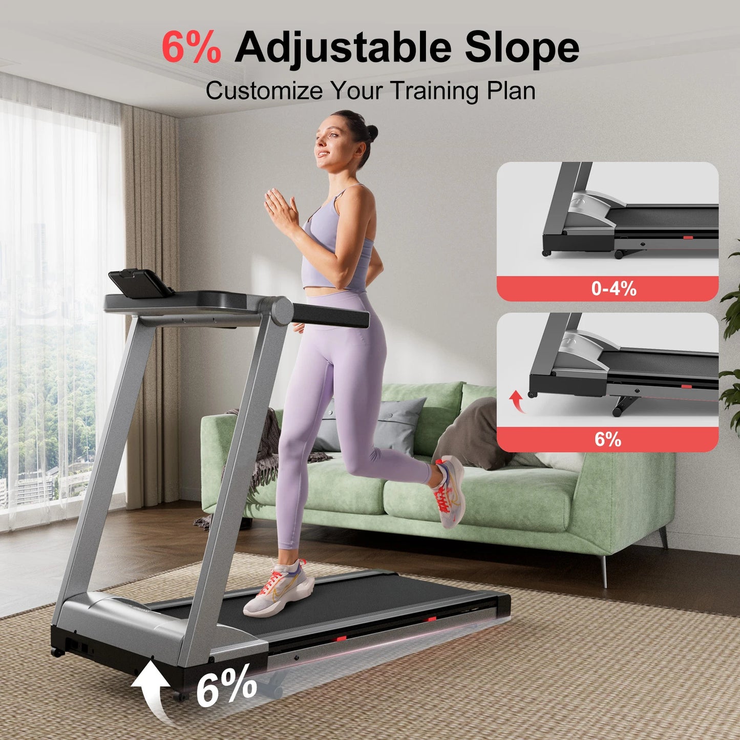 Superun Foldable Incline Treadmill Walking Pad With Touch Screen App