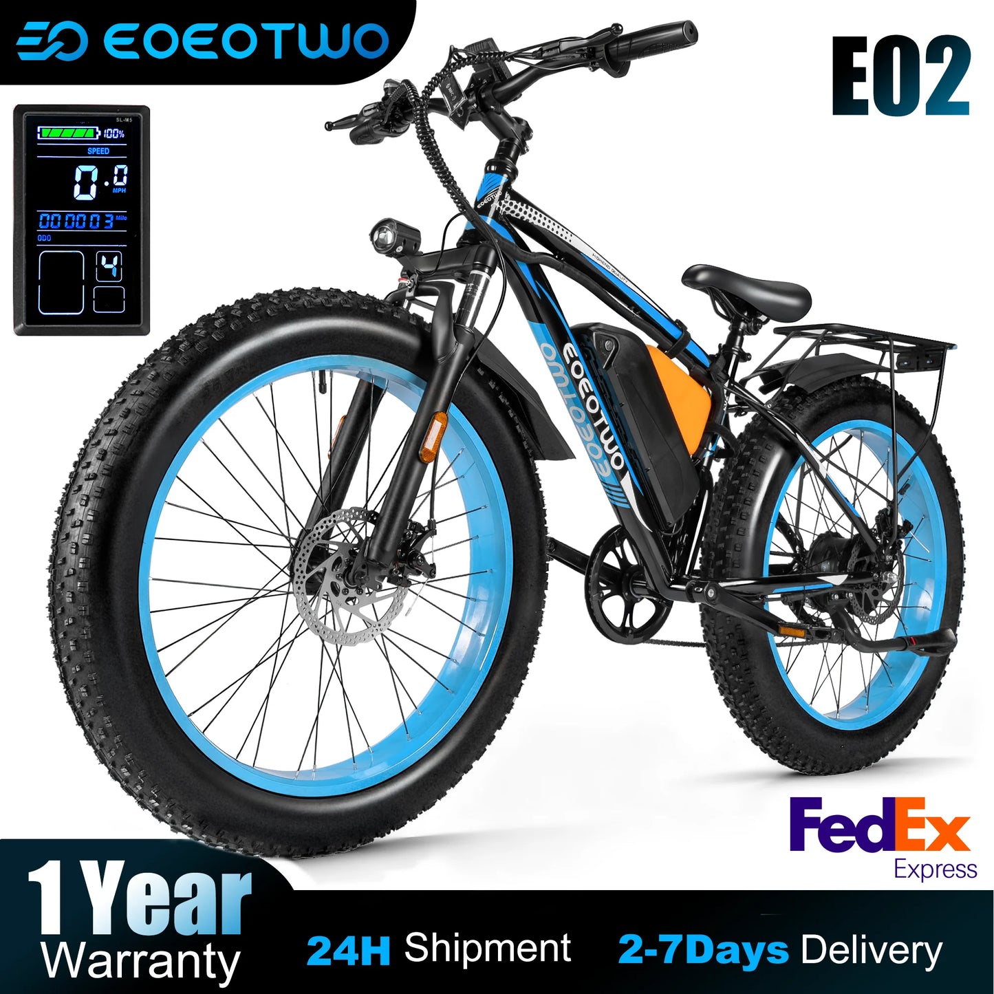 EOEOTWO Electric Fat Tire Ebike 1500W 960Wh Battery