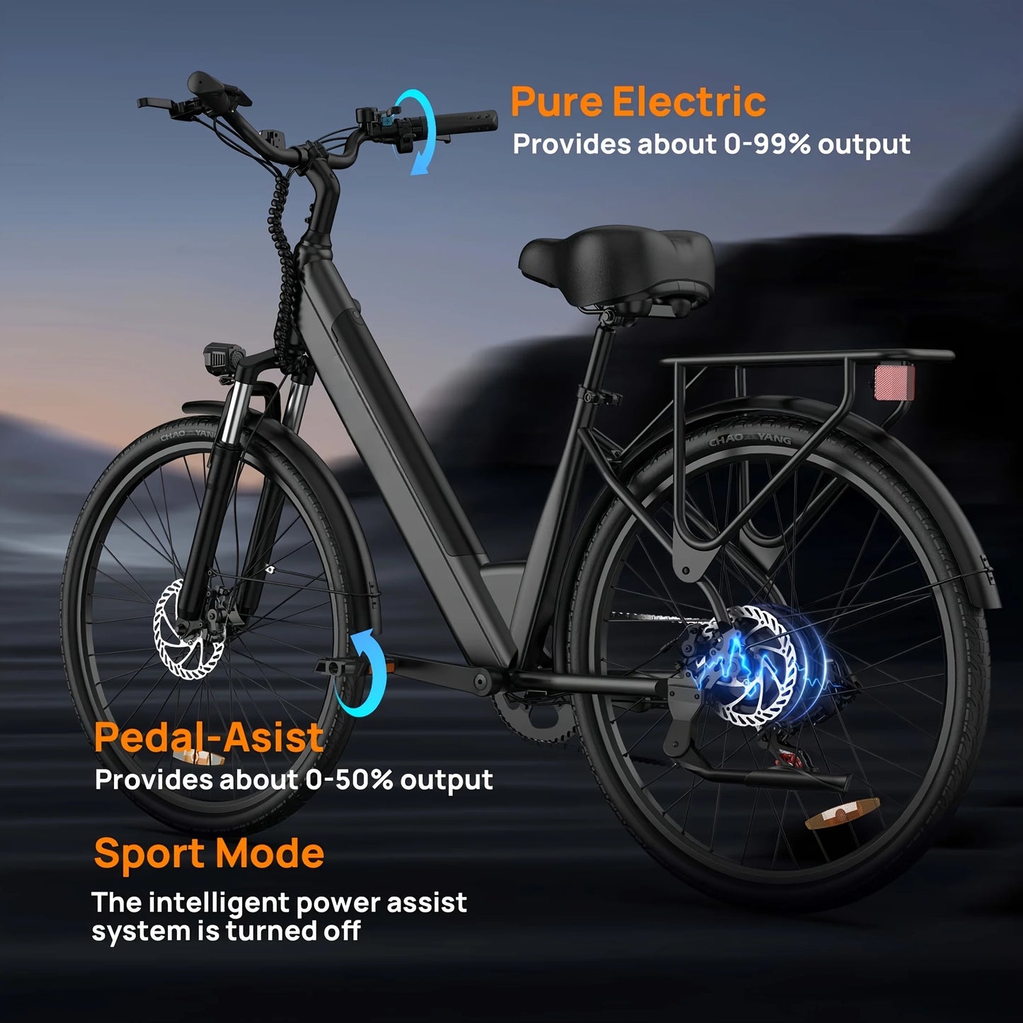 URLIFE Peak 750W E26 Electric Bike for Adults Removable Battery