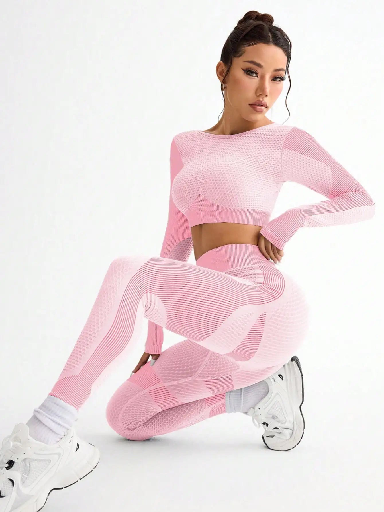 Ovesport CN Women's Running Tight Breathable Seamless Yoga Suit