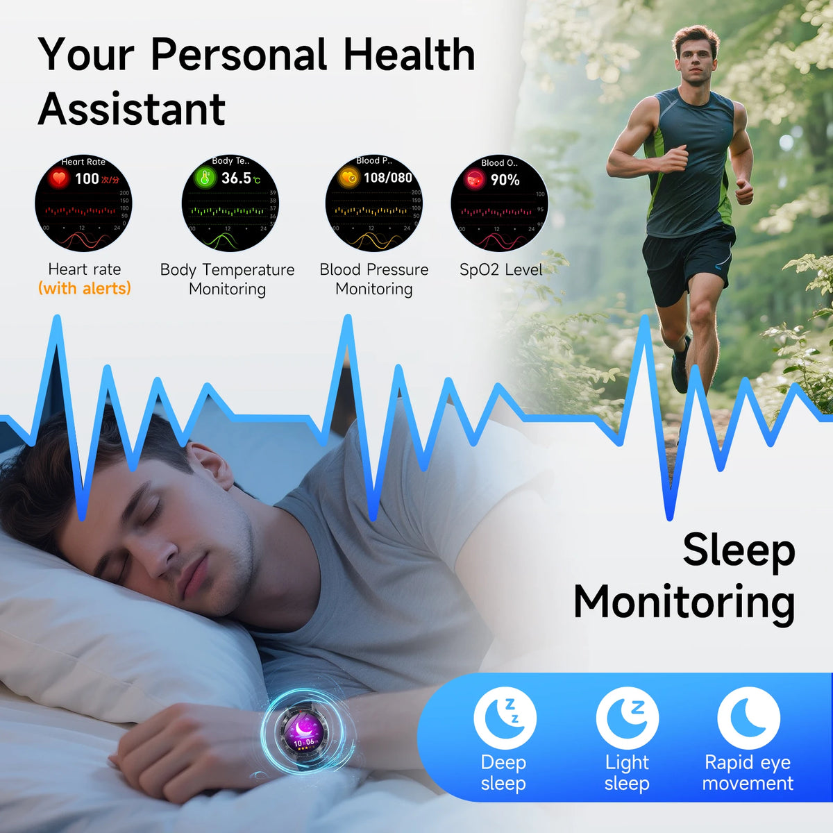 AI Health Monitoring Smartwatch With ECG PPG And Bluetooth Calling