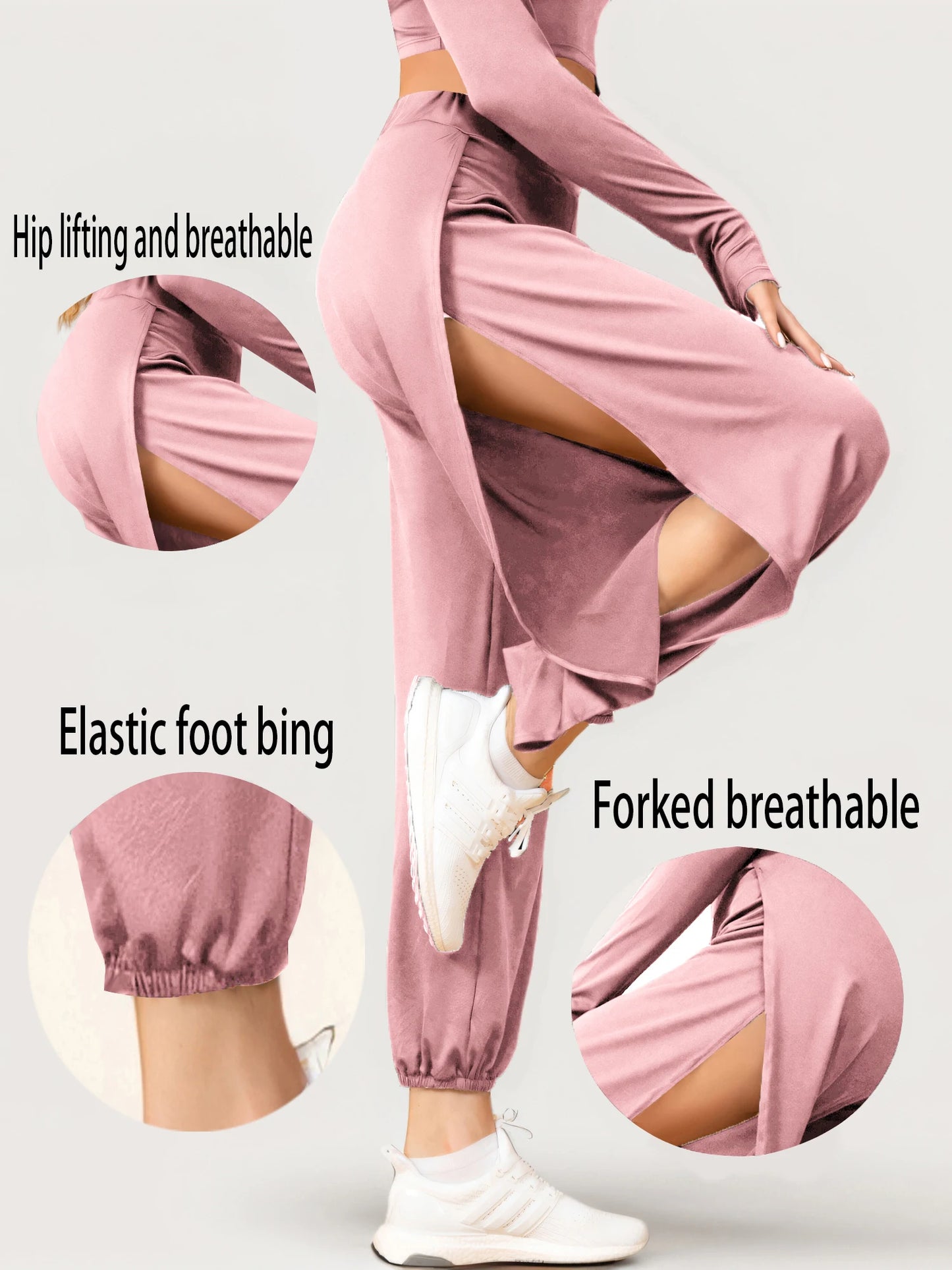 Elastic Waist Split Hippy Yoga Pants for Women High Waist