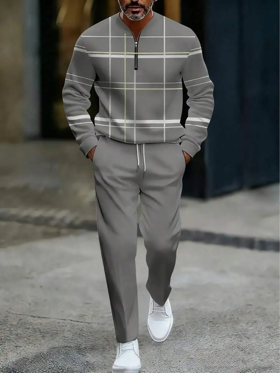 Mens Lightweight Business Casual Sportswear Set With Half Zip
