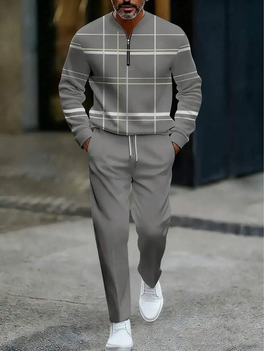 Mens Lightweight Business Casual Sportswear Set With Half Zip