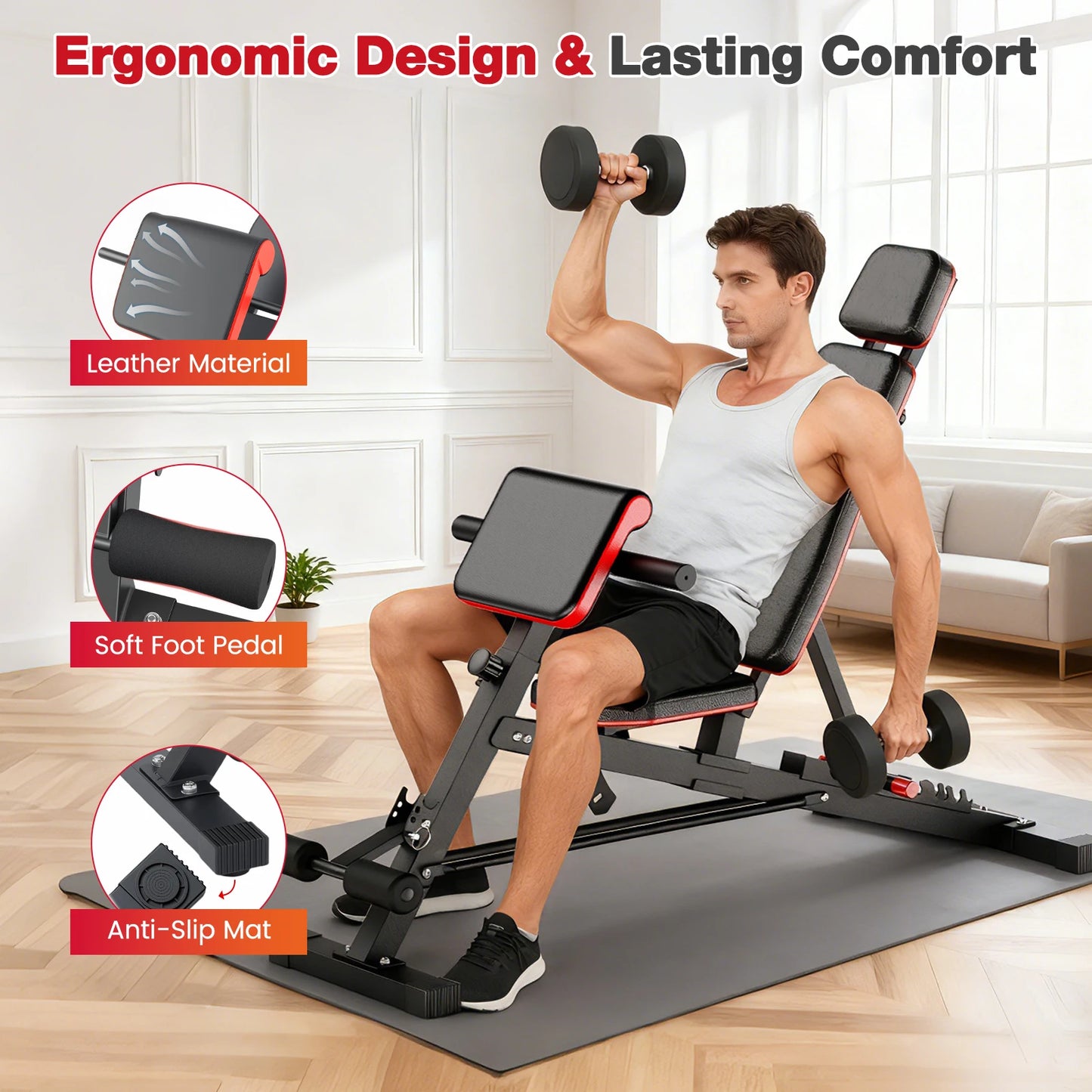 Multifunction Dumbbell Bench Roman Chair Foldable Adjustable Home Gym